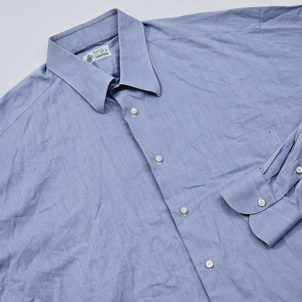 Borrelli for Neiman Marcus Blue Dress Shirt Men’s size 18 Hand Made